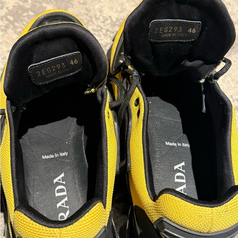 $1200 Prada Mens Cloudbust Thunder Sneakers Yellow  46 US 12 - Picture 4 of 8